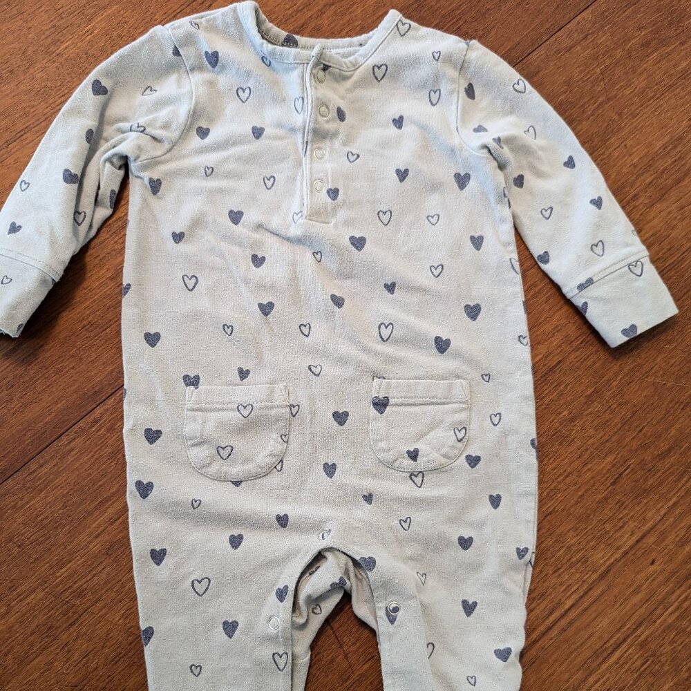 Pehr Baby heart jumpsuit, size 3-6 months